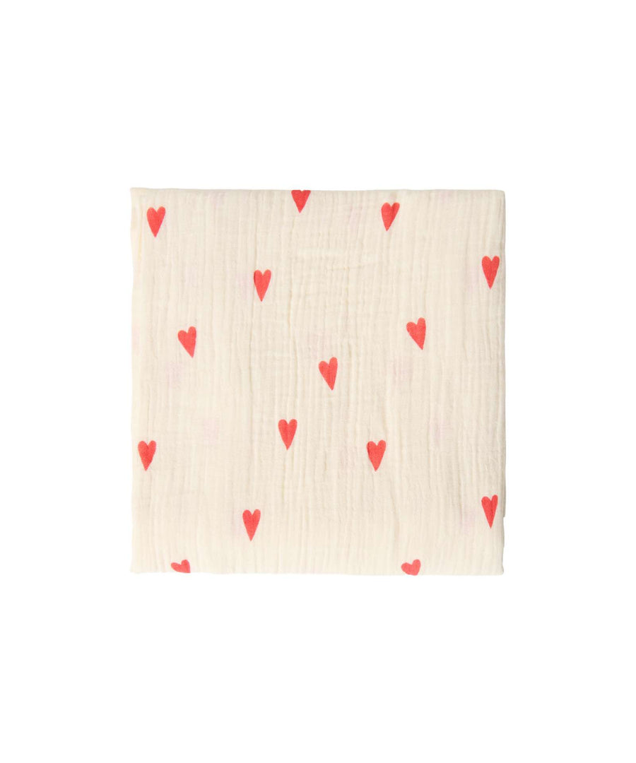Studio Noos • Nuschi / Musselin Tuch 120x120cm Neutral Hearts Swaddle
