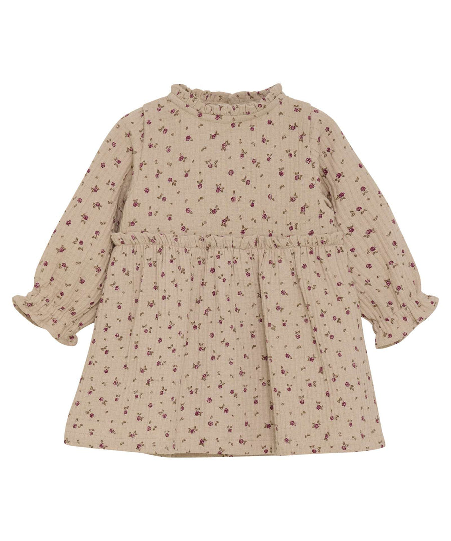 Minymo • Kleid / Dress LS AOP w. Lining oxford tan