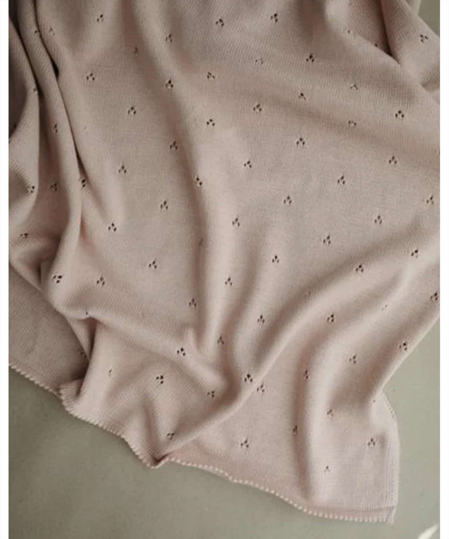 Mushie • Knitted Baby Blanket pointelle blush