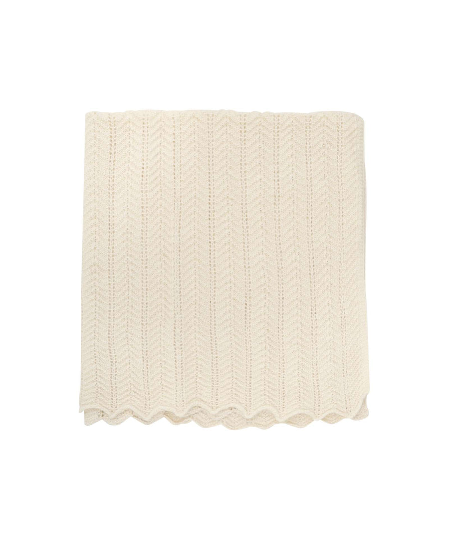 Huttelihut • Blanket Wool Knit 80x80cm / Wolldecke off-white