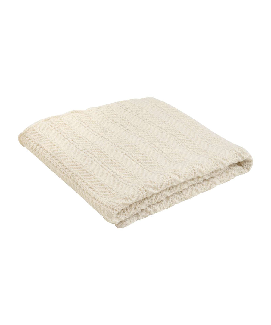 Huttelihut • Blanket Wool Knit 80x80cm / Wolldecke off-white