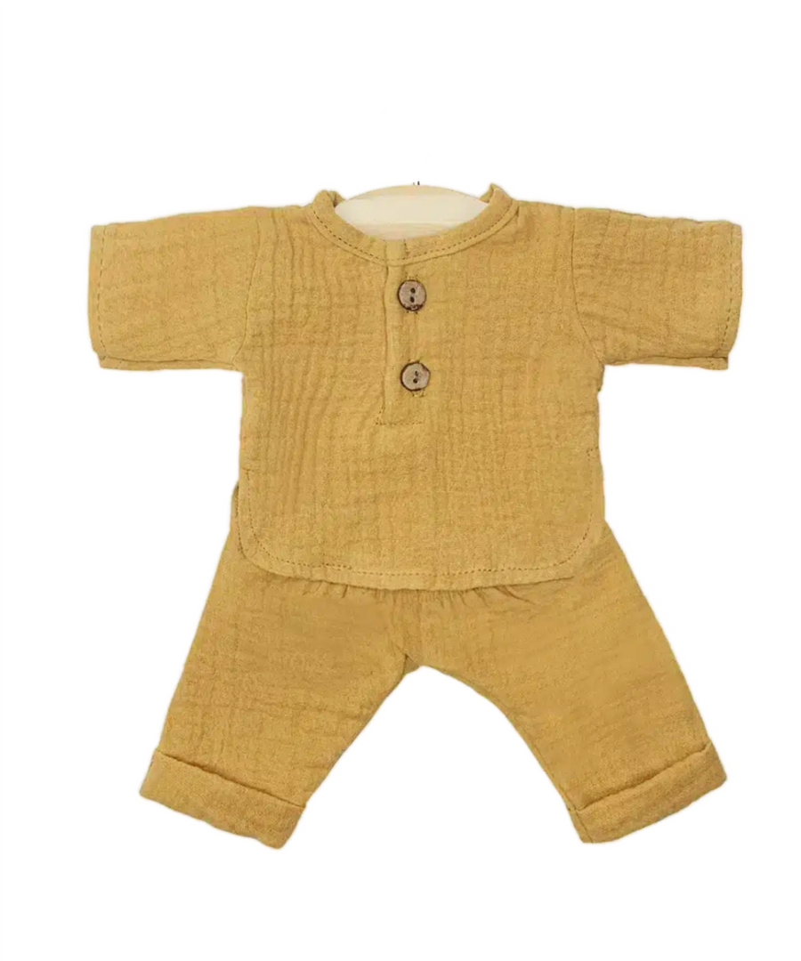 Minikane • Puppenkleidung Andrea Set aus Baumwollgaze camel