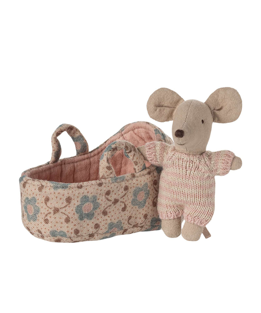 Maileg • Babymaus in Tragetasche rose