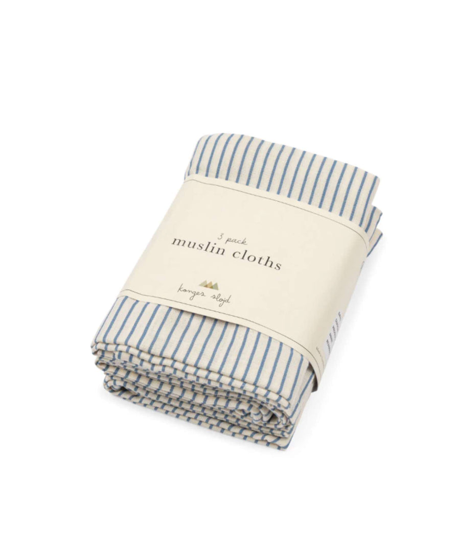 Konges Sløjd • Muslin Set Nuscheli 3-Pack blue stripe