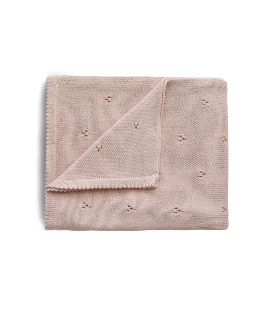 Mushie • Knitted Baby Blanket pointelle blush