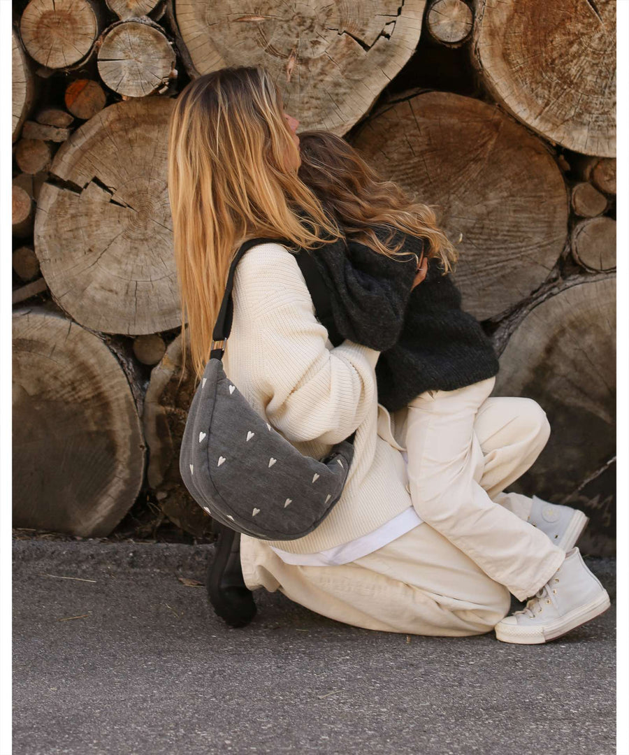 Studio Noos • Teddy Adult Fanny Pack Hearts Denim grey