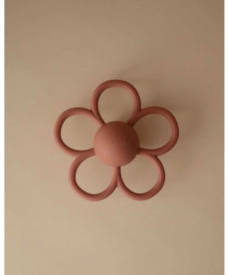 Mushie • Rassel Daisy Rattle Teether soft lilac / dusty rose