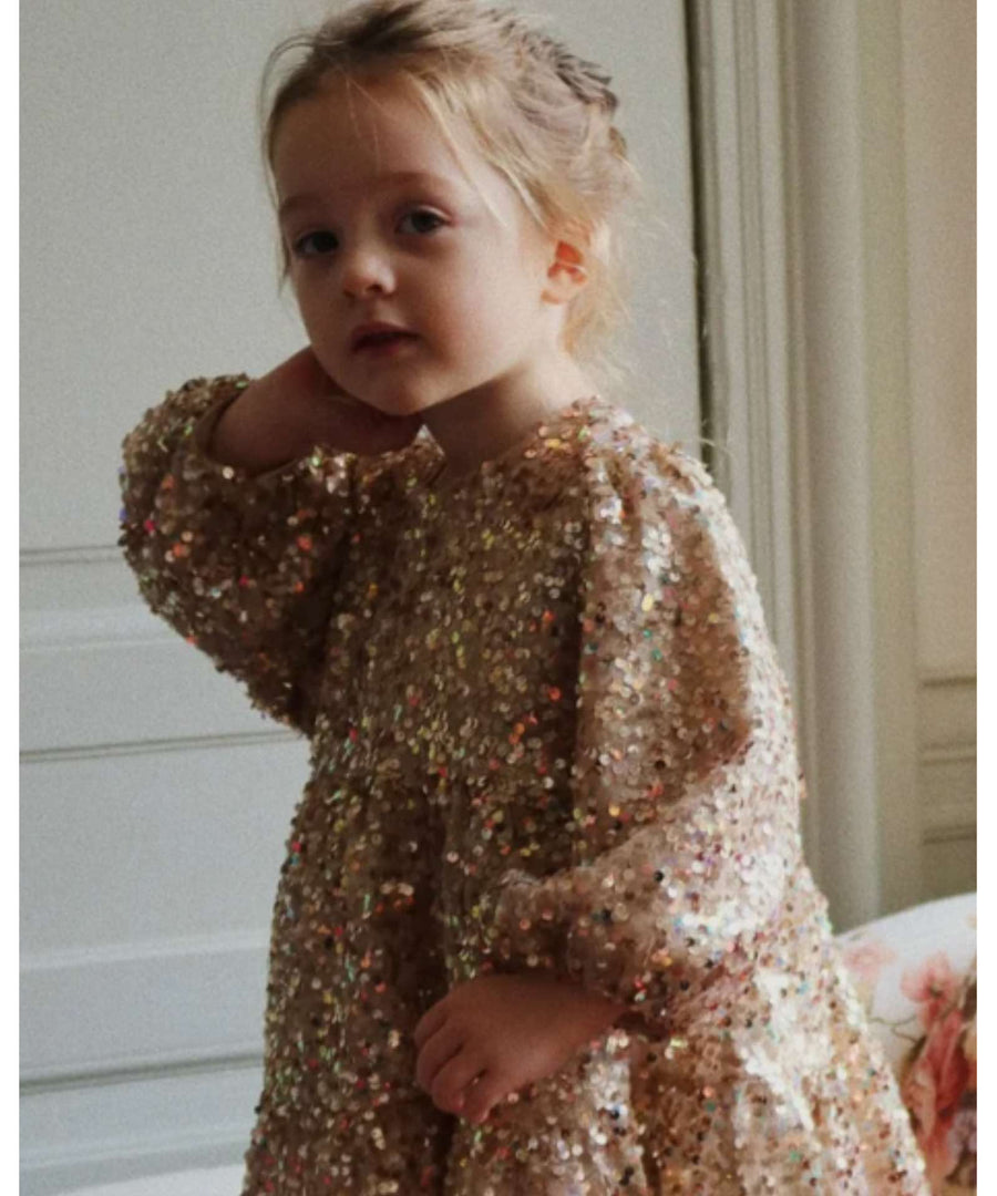Konges Sløjd • Lila Glitzerkleid Sequin gold glitter