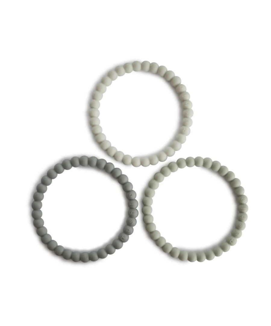 Mushie • Silikon 3-er Set Beissringe green tea/cool gray/sea salt