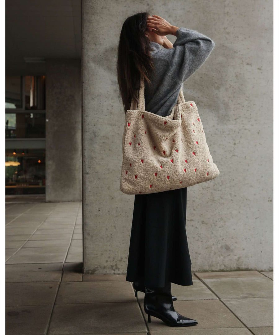 Studio Noos • Teddy Mom Bag Hearts ecru weiss/rot