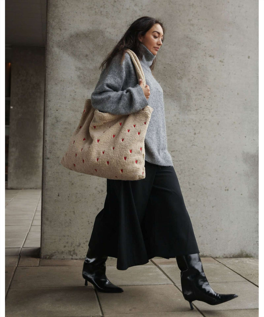 Studio Noos • Teddy Mom Bag Hearts ecru weiss/rot