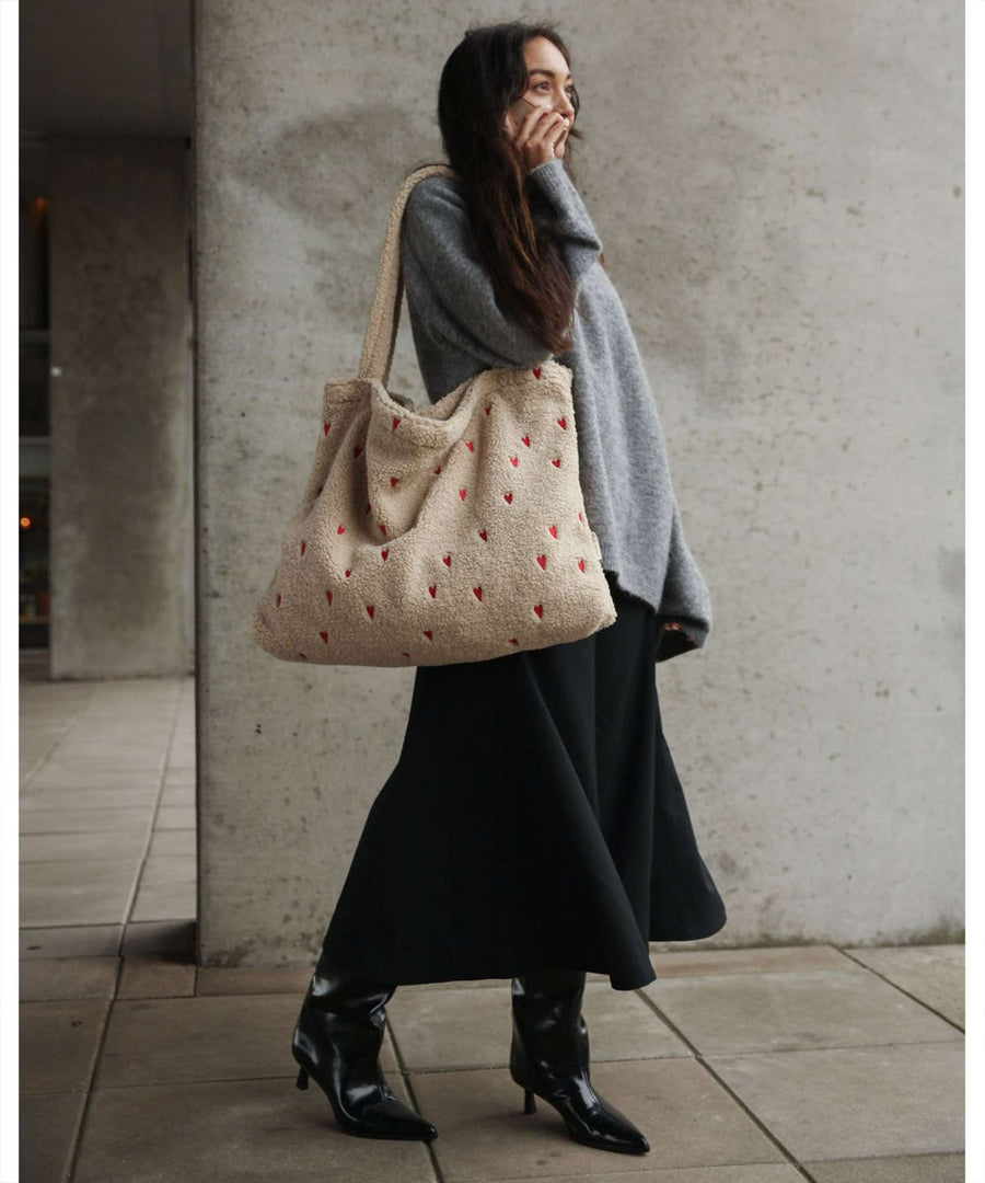 Studio Noos • Teddy Mom Bag Hearts ecru weiss/rot