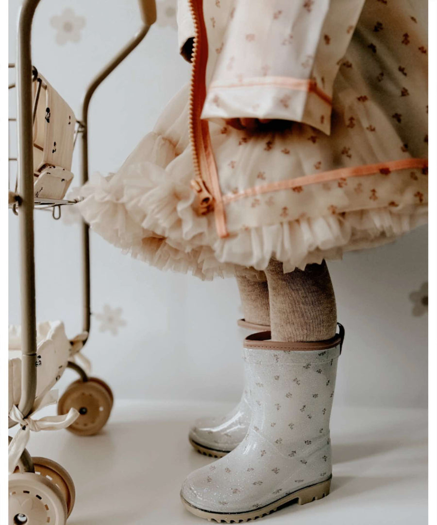 Mrs. Ertha • Regenstiefel / Gummistiefel flower buds glitter