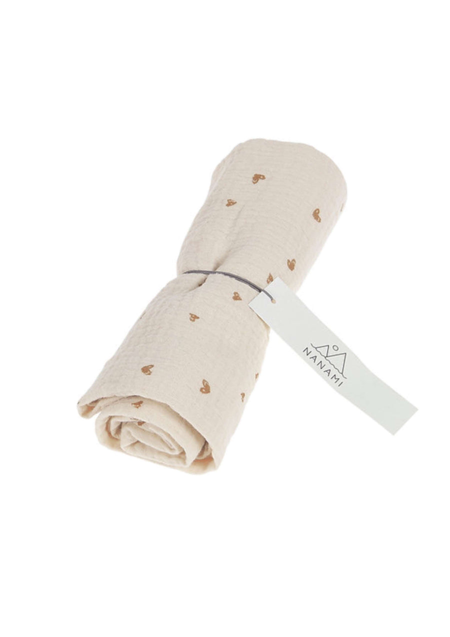 Nanami • Swaddle / grosses Nuschi hearts naturel / sand