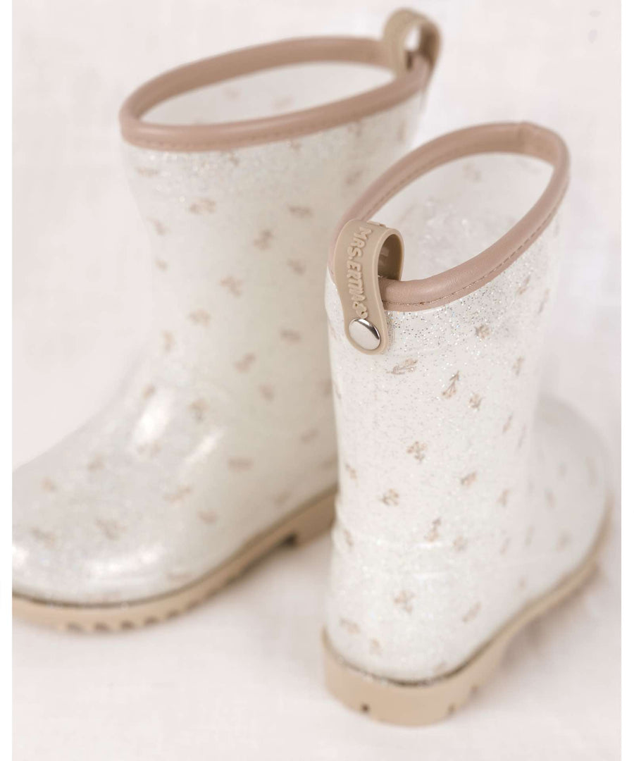 Mrs. Ertha • Regenstiefel / Gummistiefel flower buds glitter