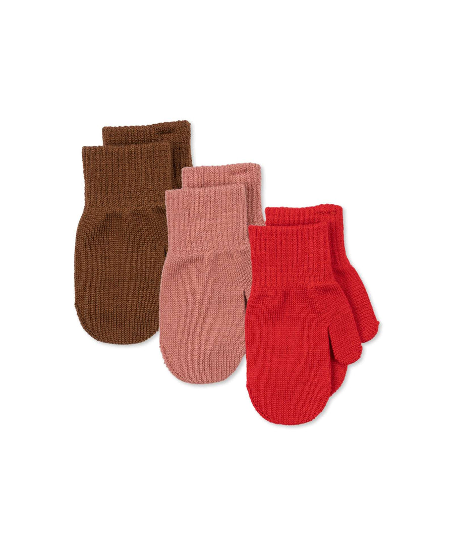 Konges Sløjd • Filla Mittens Fäustlinge rose pecan scarlet 3er Pack