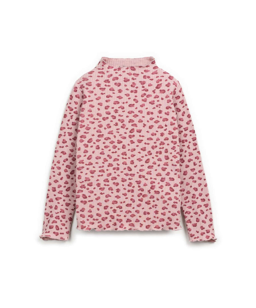 Play Up • Printed Rib Flamé LS T-Shirt rose