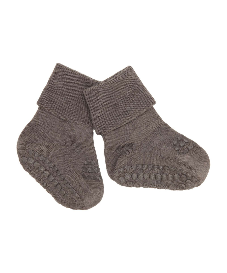 GoBabyGo • Rutschfeste Socken Wolle Brown Melange