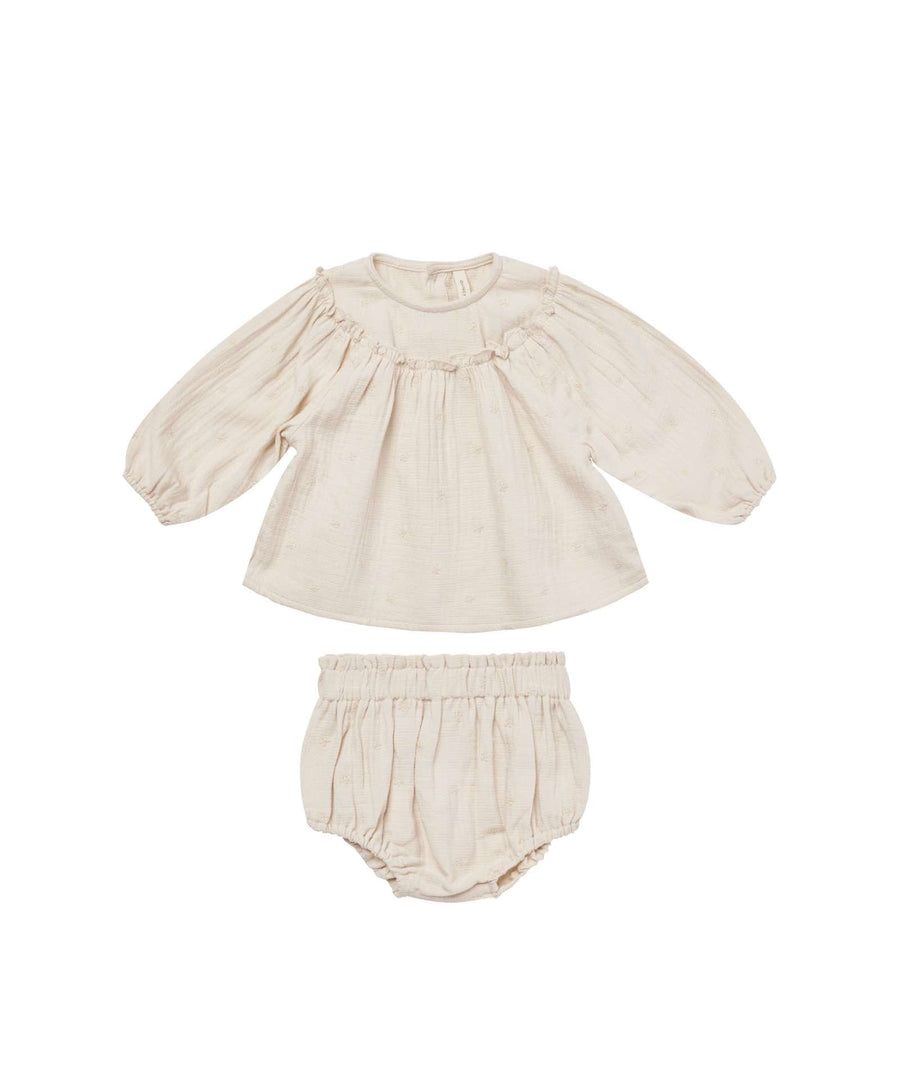 Quincy Mae • Ballon-Bluse und Bloomer daisy embroidery