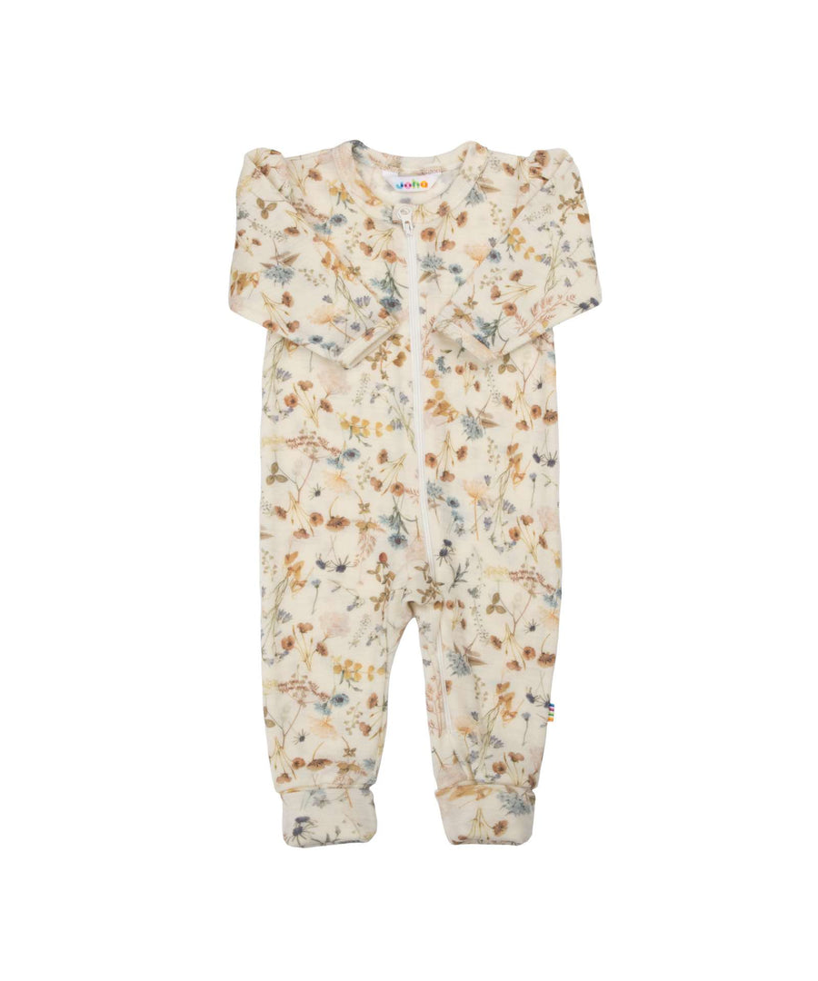 Joha • Strampler / Einteiler aus Merinowolle flower off white