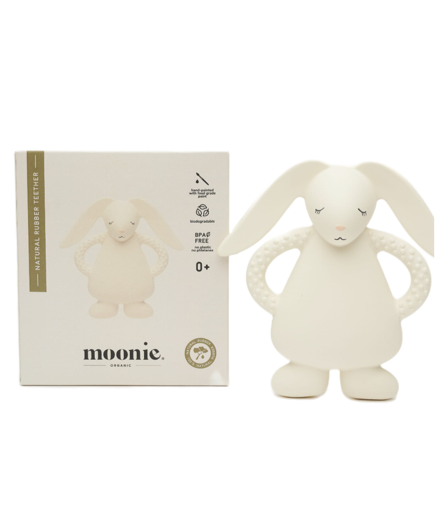 Moonie • Natural Rubber Teether Bunny Beissring weiss