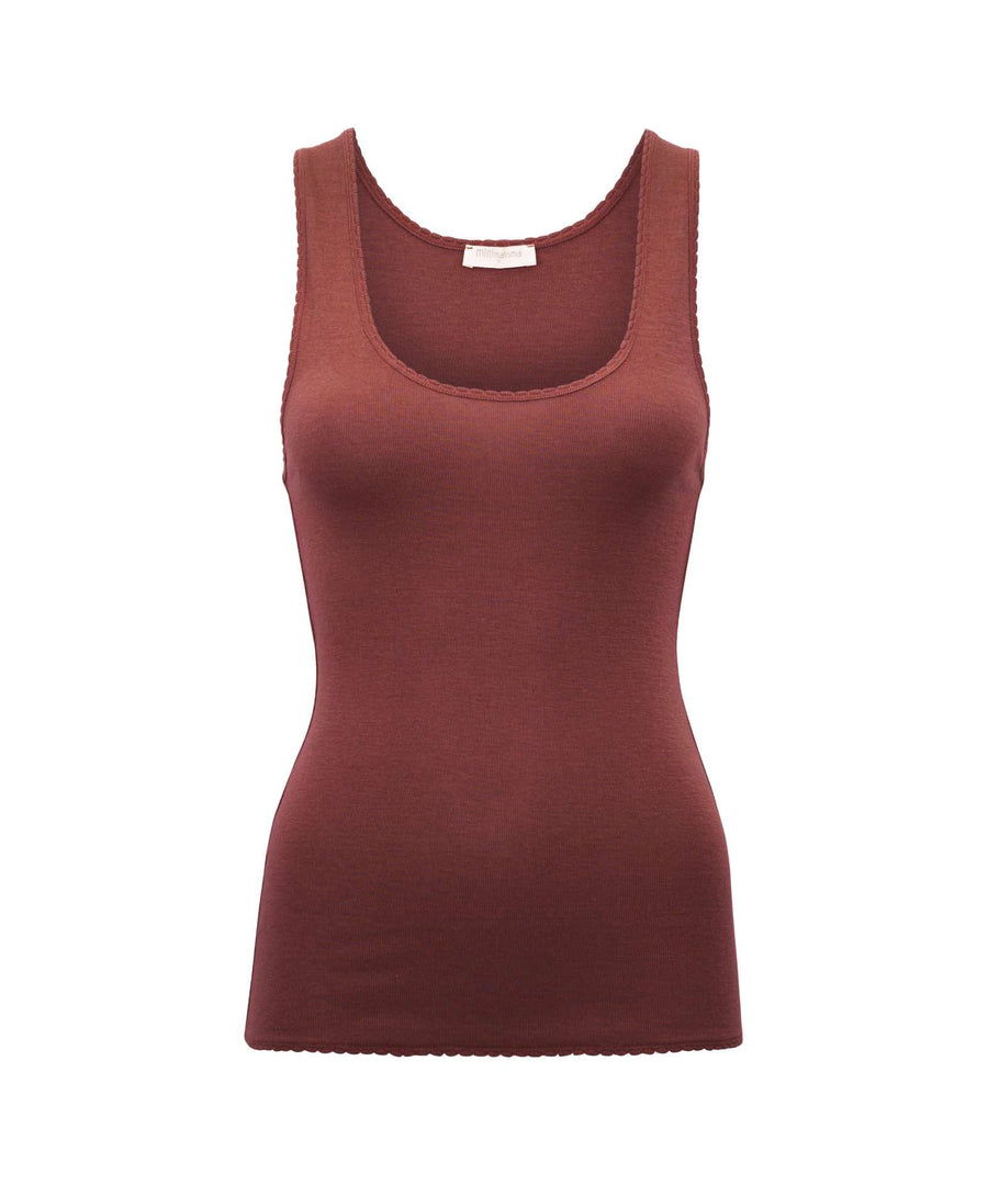 minimalisma • True Trägershirt / Unterhemd Wolle Seide hibiscus