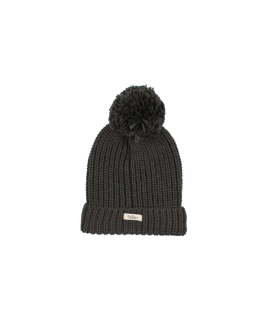 búho barcelona • Pom Pom Soft Knit Hat antracite