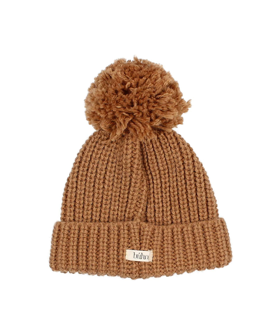 búho barcelona • Pom Pom Soft Knit Hat toffee