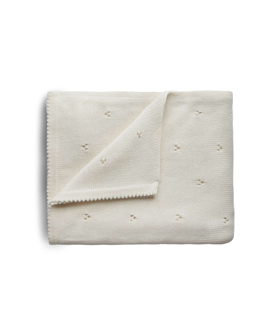 Mushie • Knitted Baby Blanket pointelle ivory