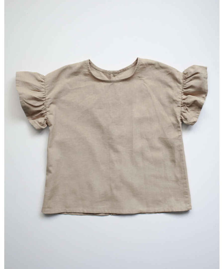 The Simple Folk • The Frill Linen Top Oatmeal