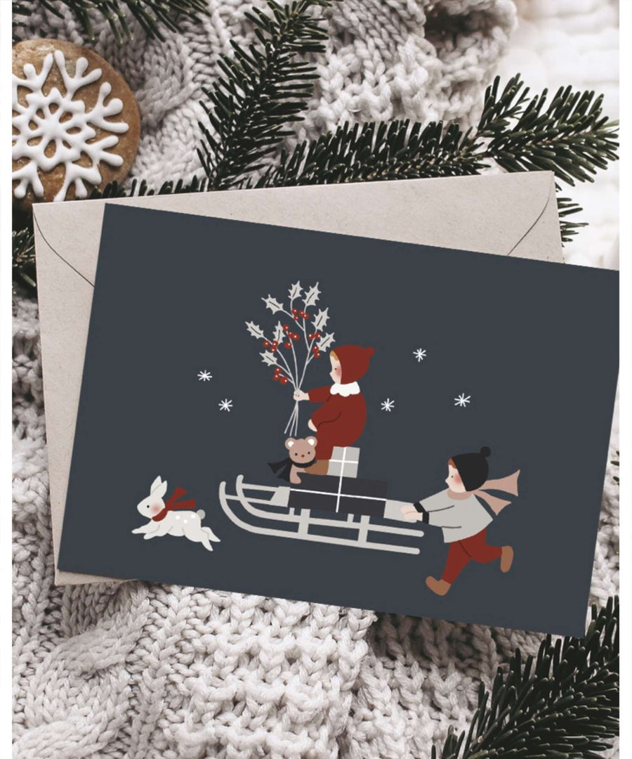 Atelier Oranger • Postkarte "La luge de Noël"